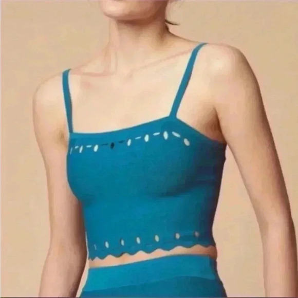Sandro paris sparks knit crop top in blue blue turquoise in size 2 - Picture 5 of 6